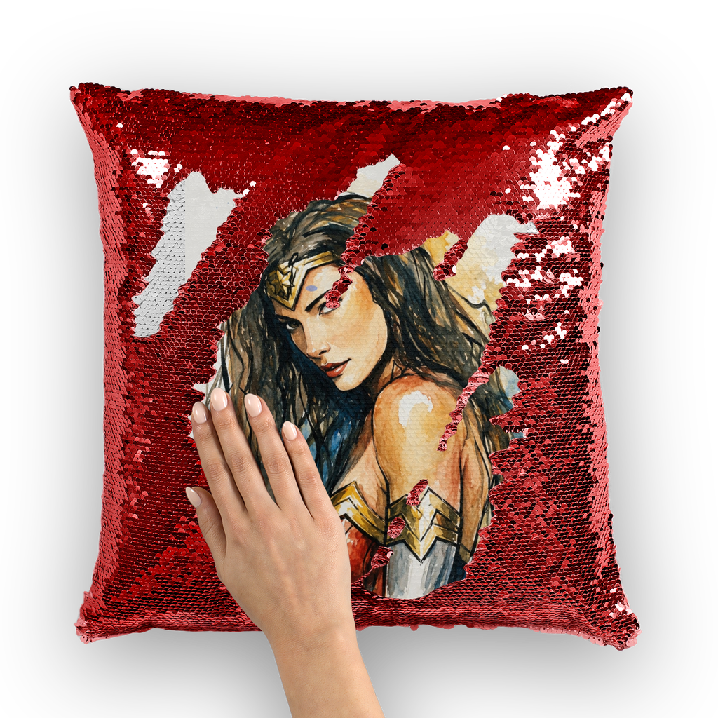 Warrior Princess by Lord Lawrence art Sequin Cushion Cover