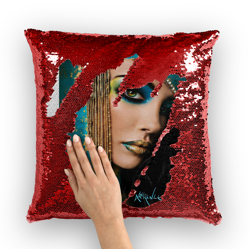 Cleopatra by Lord Lawrence art Sequin Cushion Cover