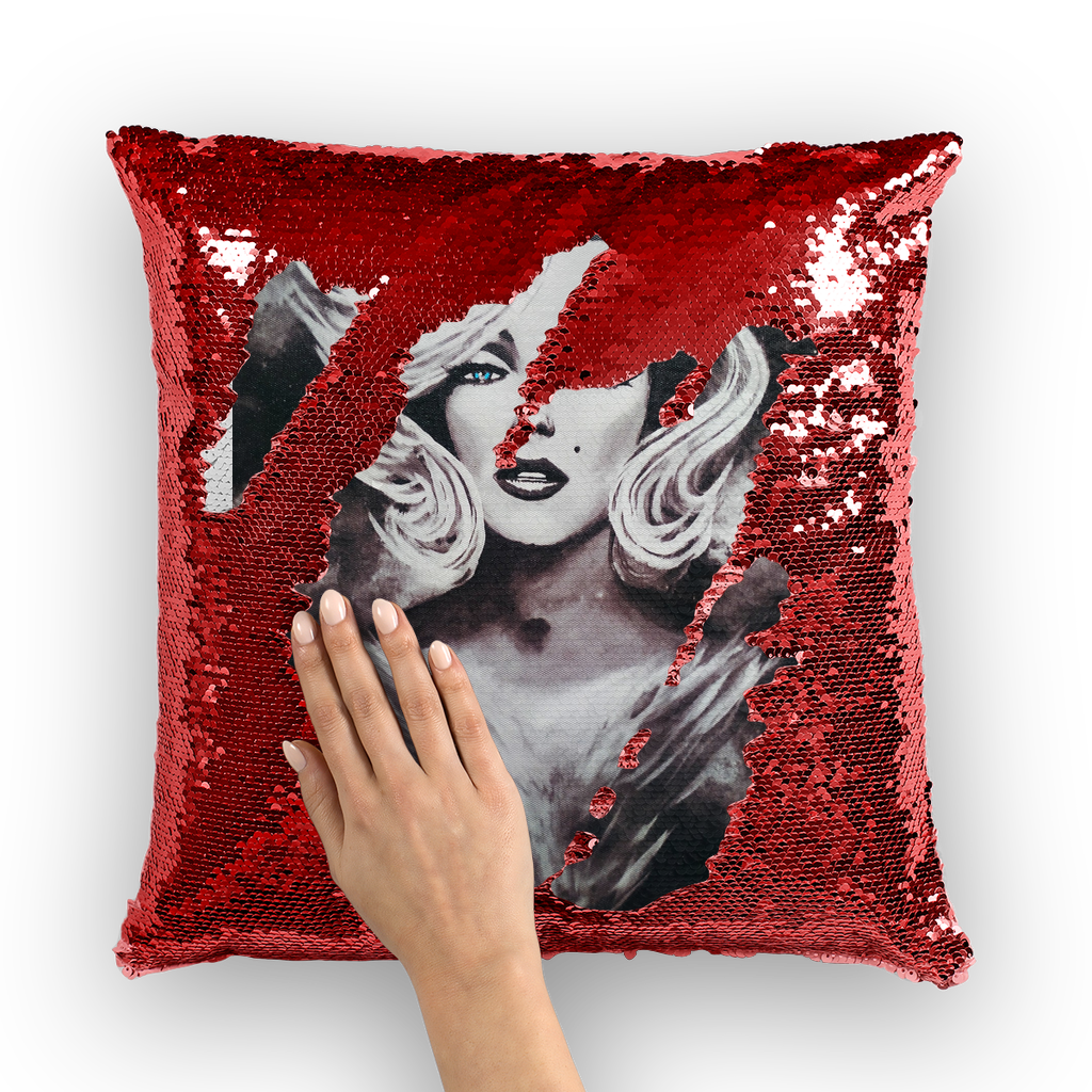 Marilyn Monroe Blue Eyes by Lord Lawrence art Sequin Cushion Cover