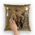 Lady Warrior Queen by Lord Lawrence art Sequin Cushion Cover