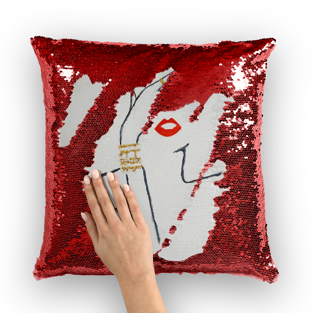 A Peek by Lord Lawrence art Sequin Cushion Cover