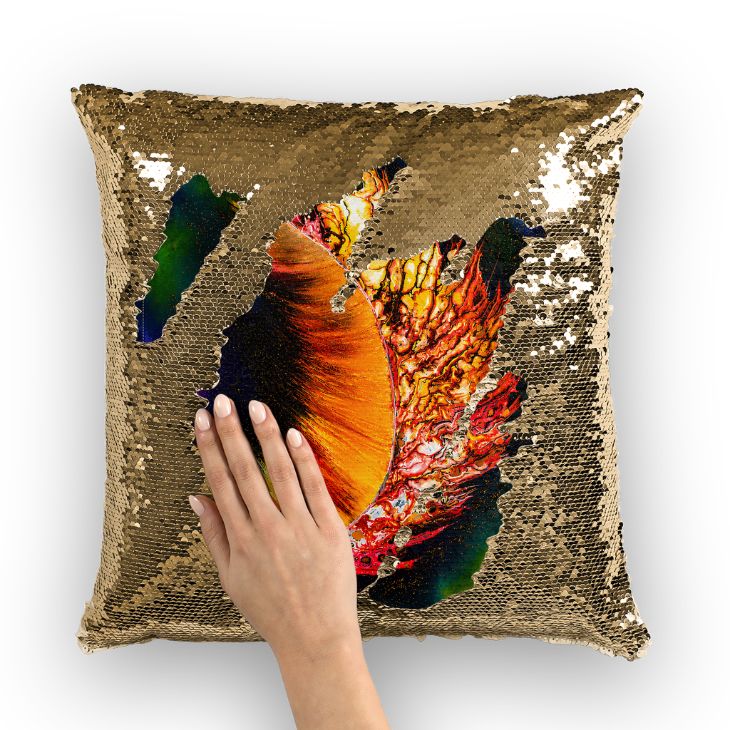 Falling feather Lord lawrence art Sequin Cushion Cover