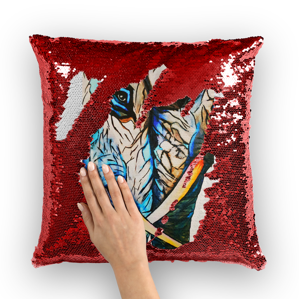Loving Elephants by Lord Lawrence art Sequin Cushion Cover
