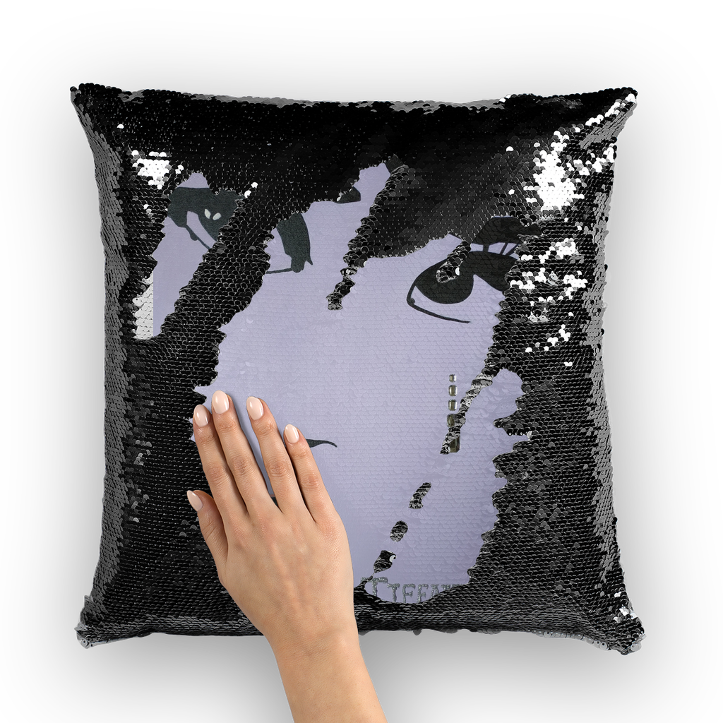 Audrey Hepburn by Lord Lawrence art Sequin Cushion Cover