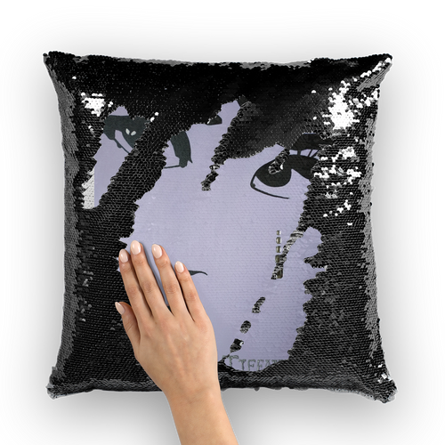Audrey Hepburn by Lord Lawrence art Sequin Cushion Cover