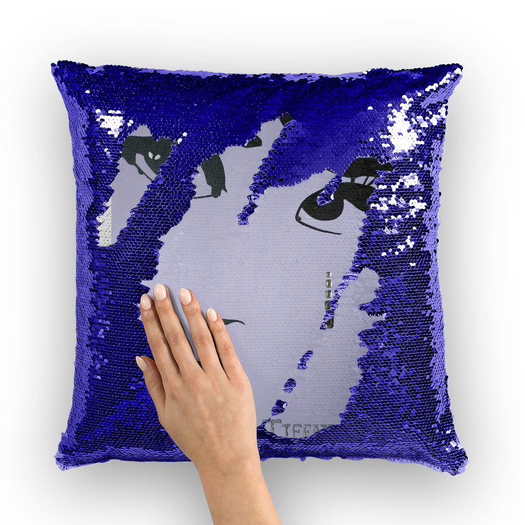 Audrey Hepburn by Lord Lawrence art Sequin Cushion Cover