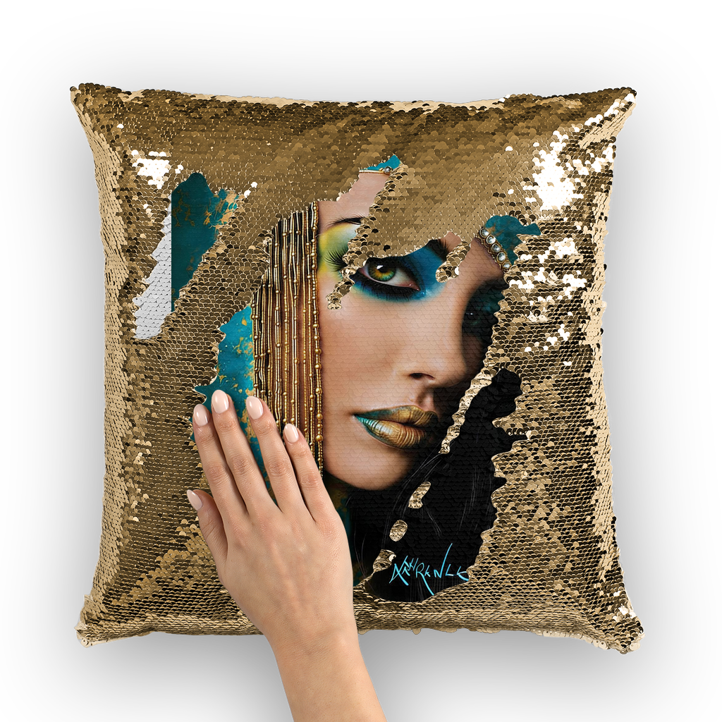 Cleopatra by Lord Lawrence art Sequin Cushion Cover