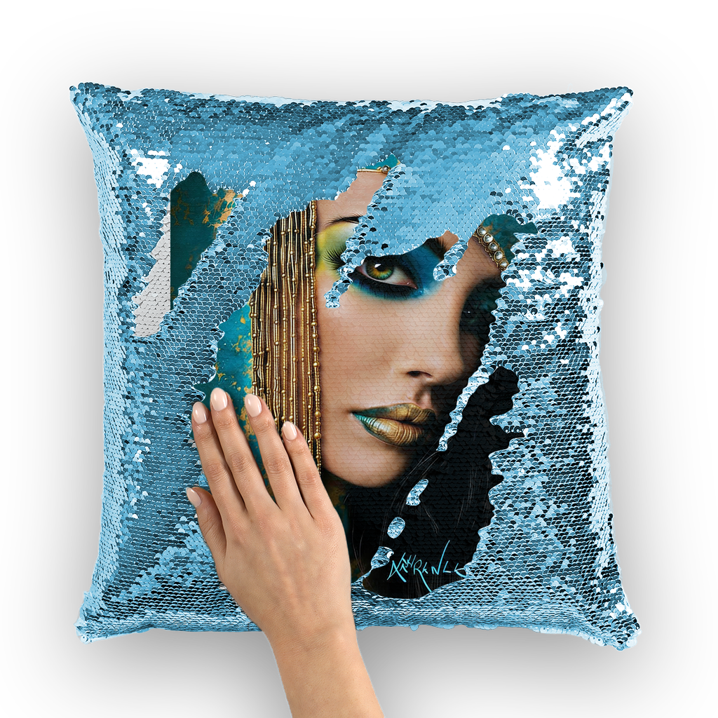 Cleopatra by Lord Lawrence art Sequin Cushion Cover