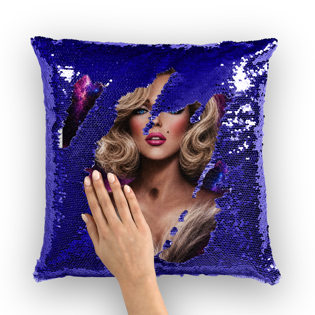 Marilyn Monroe Cosmic Sky by Lord Lawrence art Sequin Cushion Cover