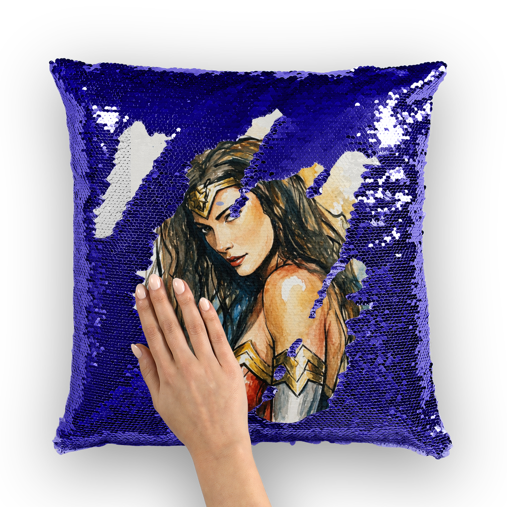 Warrior Princess by Lord Lawrence art Sequin Cushion Cover