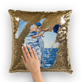Lady with umbrella Lord lawrence art Sequin Cushion Cover