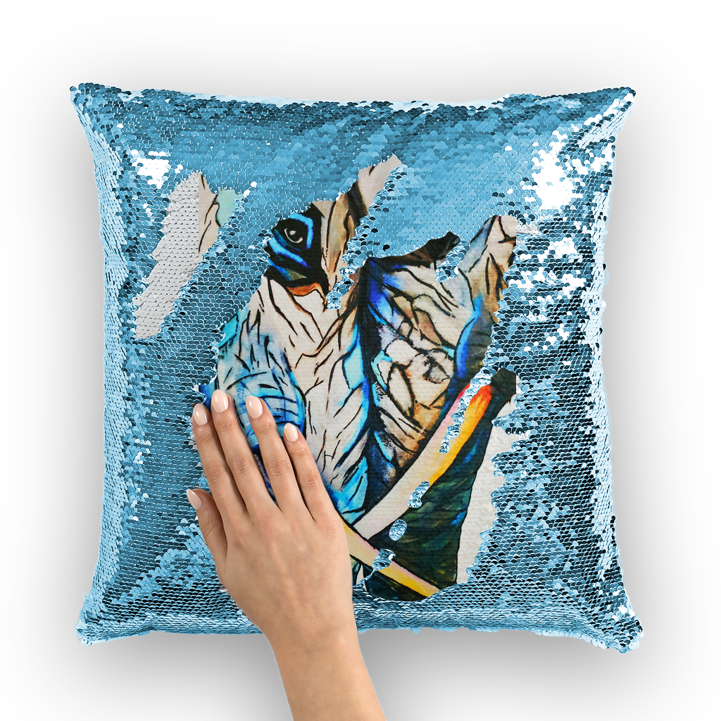 Loving Elephants by Lord Lawrence art Sequin Cushion Cover