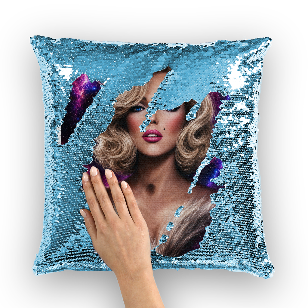 Marilyn Monroe Cosmic Sky by Lord Lawrence art Sequin Cushion Cover