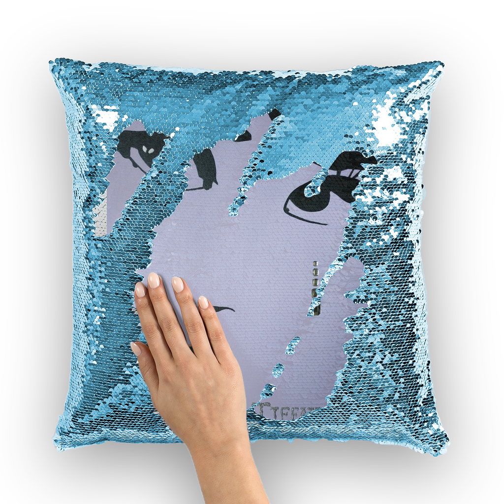 Audrey Hepburn by Lord Lawrence art Sequin Cushion Cover