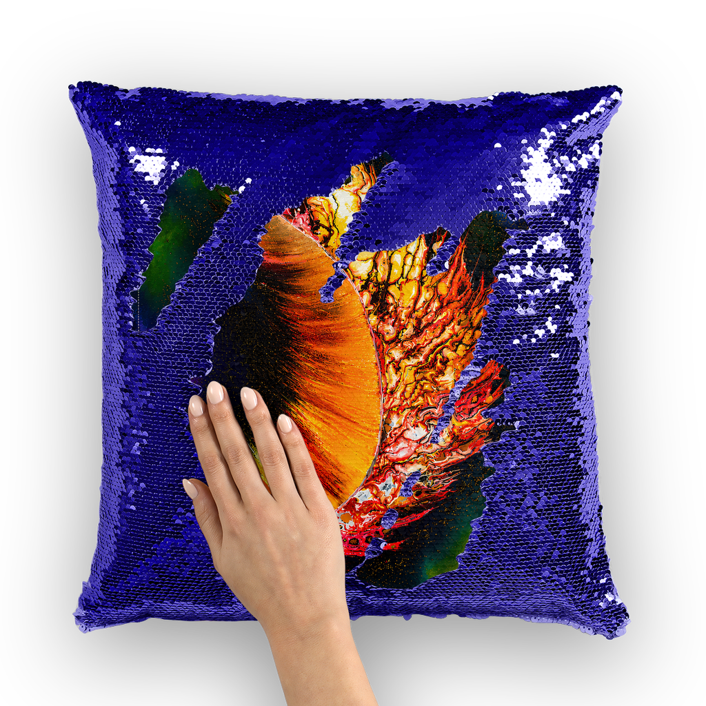 Falling feather Lord lawrence art Sequin Cushion Cover