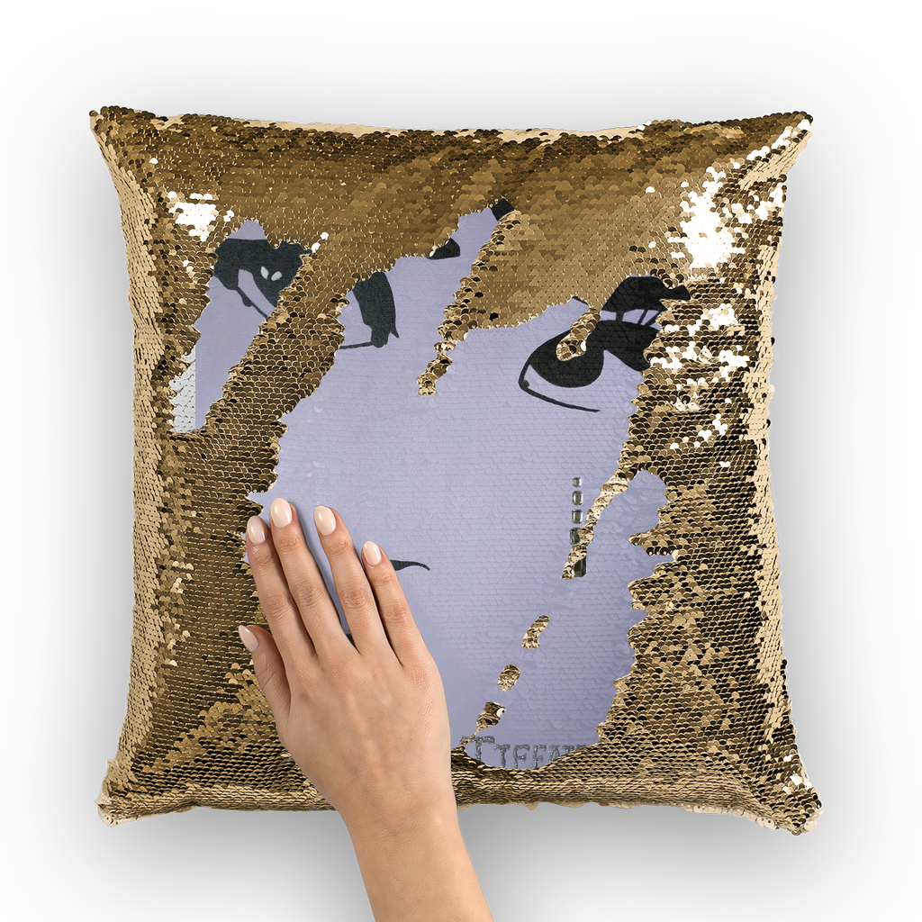 Audrey Hepburn by Lord Lawrence art Sequin Cushion Cover