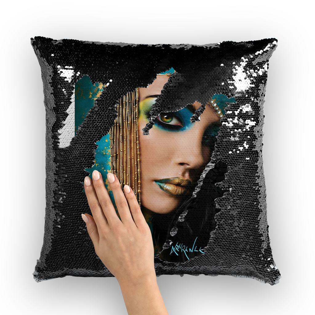 Cleopatra by Lord Lawrence art Sequin Cushion Cover