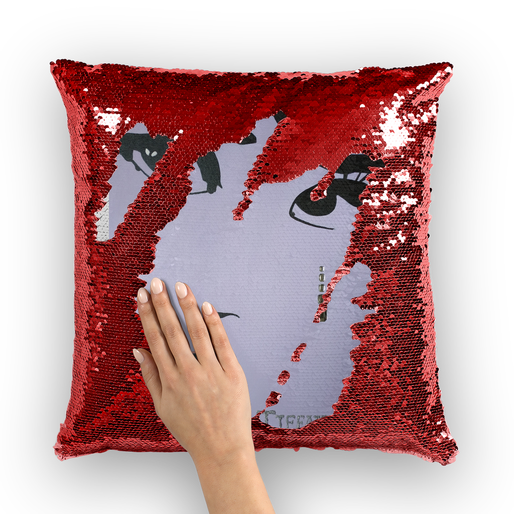 Audrey Hepburn by Lord Lawrence art Sequin Cushion Cover