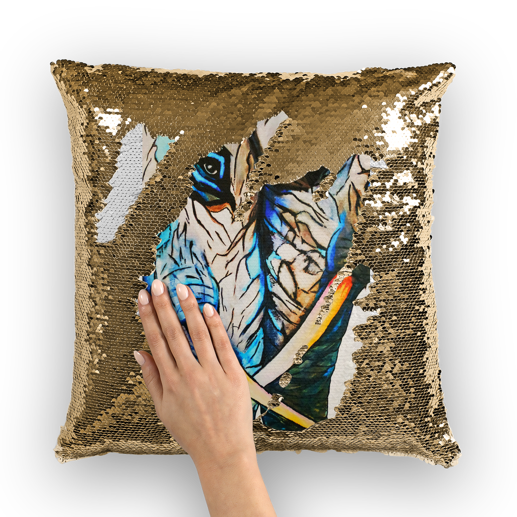 Loving Elephants by Lord Lawrence art Sequin Cushion Cover