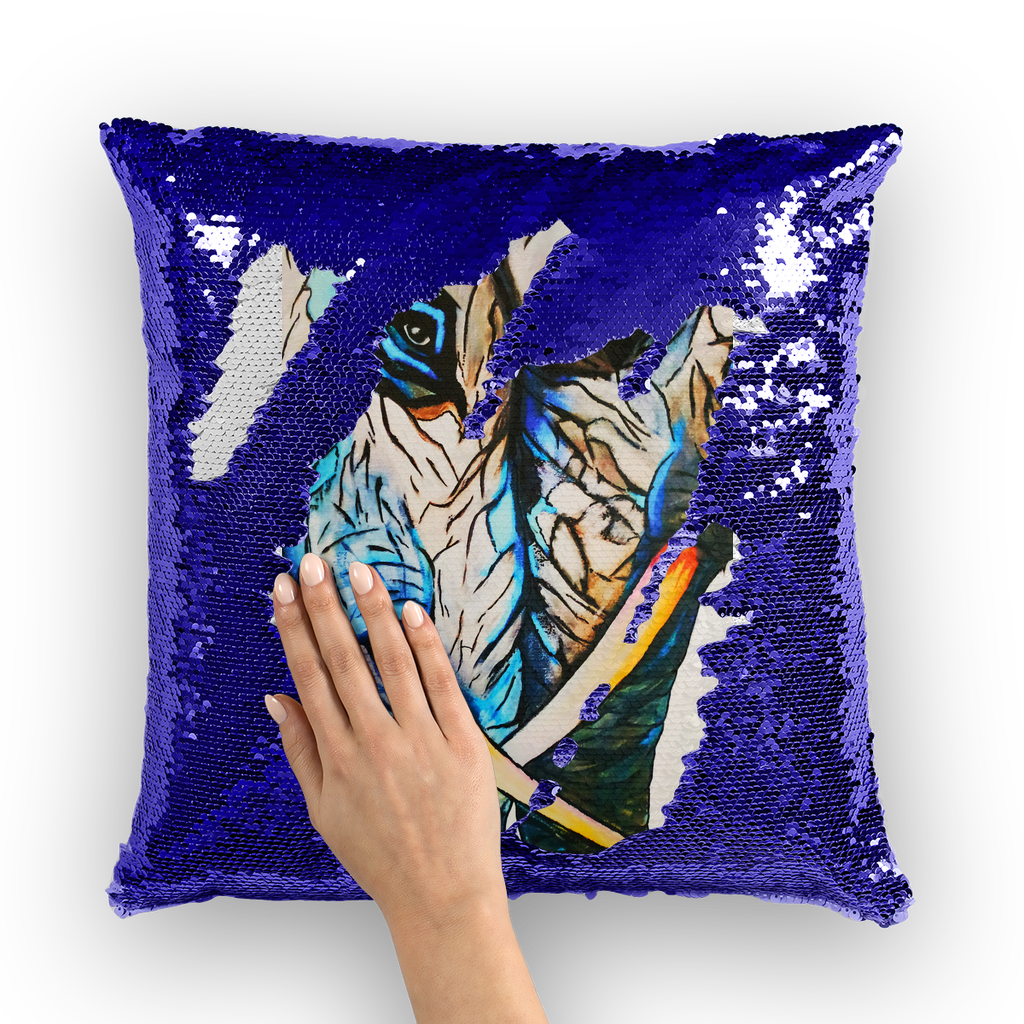 Loving Elephants by Lord Lawrence art Sequin Cushion Cover