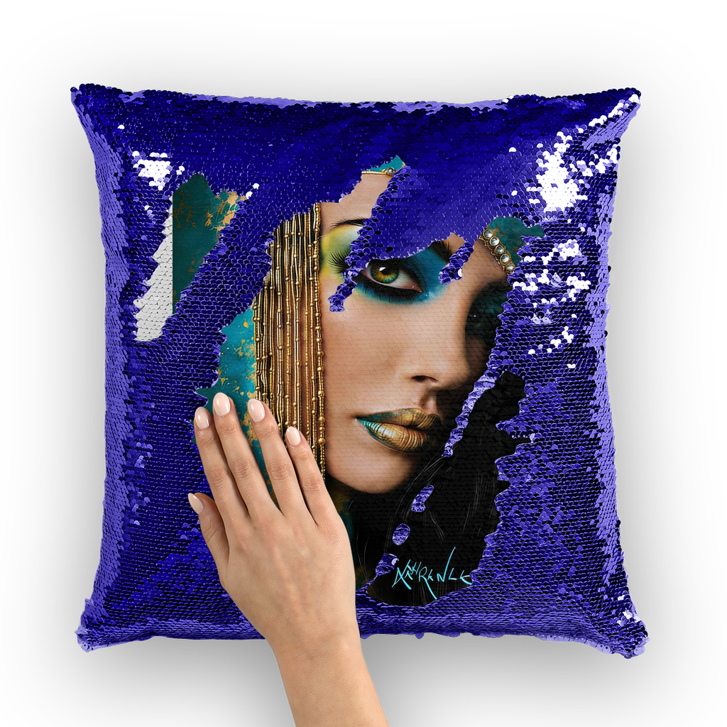 Cleopatra by Lord Lawrence art Sequin Cushion Cover