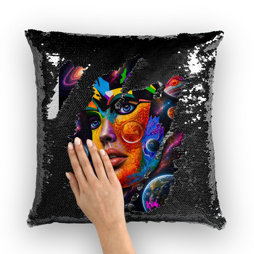 Cosmic Queen by Lord Lawrence art Sequin Cushion Cover