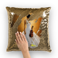 Lady with violin Lord lawrence art Sequin Cushion Cover