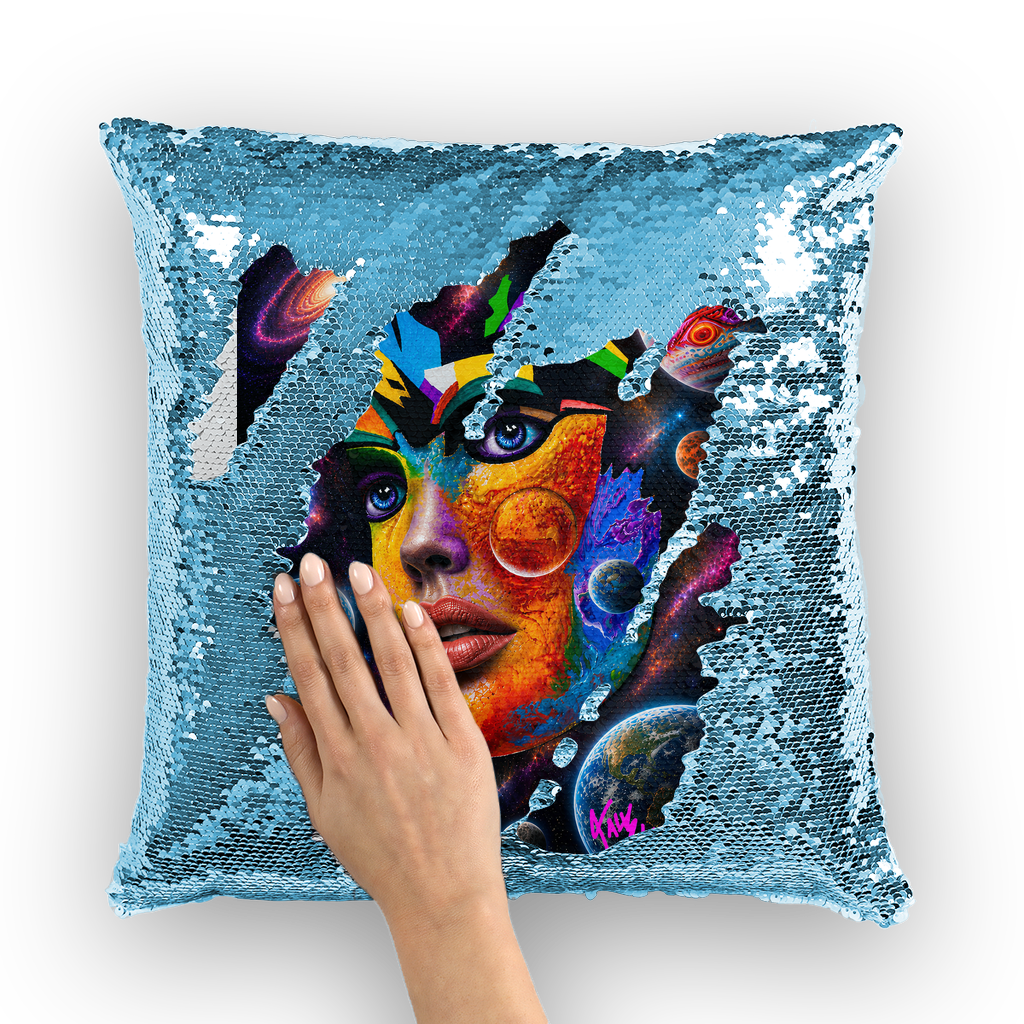 Cosmic Queen Lord lawrence art Sequin Cushion Cover