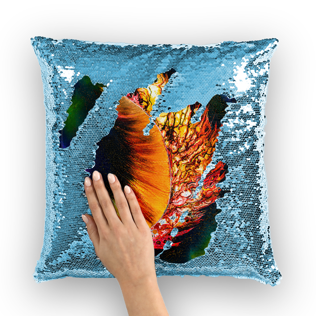 Falling feather Lord lawrence art Sequin Cushion Cover