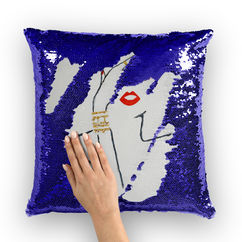 A Peek by Lord Lawrence art Sequin Cushion Cover