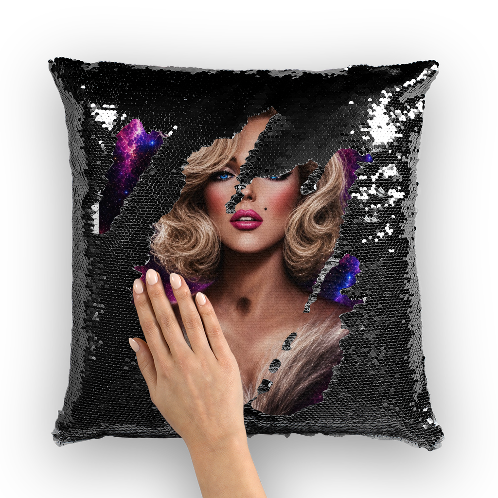 Marilyn Monroe Cosmic Sky by Lord Lawrence art Sequin Cushion Cover