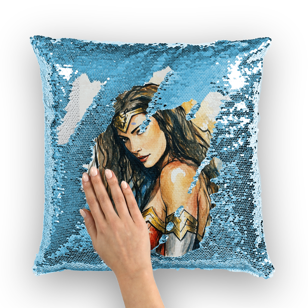 Warrior Princess by Lord Lawrence art Sequin Cushion Cover