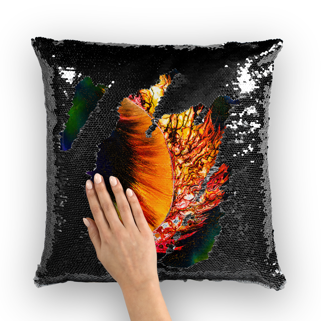 Falling feather Lord lawrence art Sequin Cushion Cover
